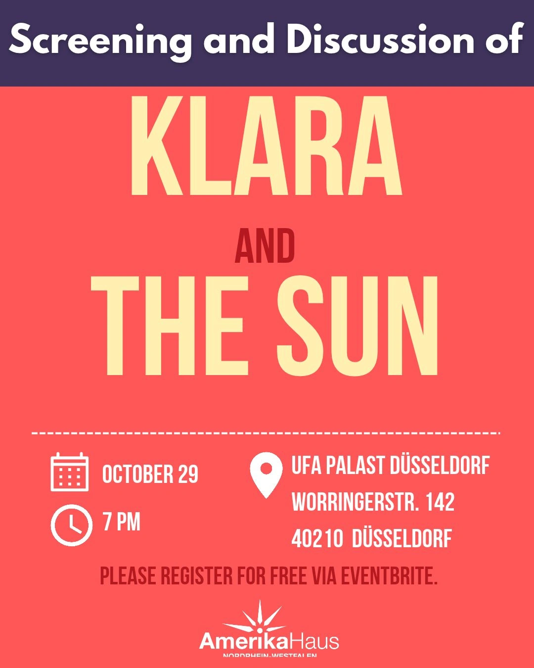 Screening and Discussion of Klara and the Sun – AmerikaHaus NRW e.V.